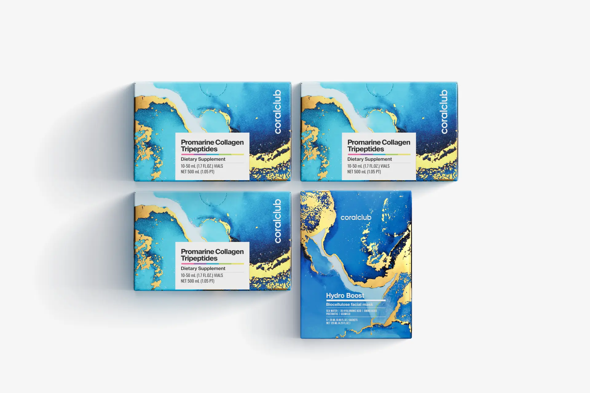 Σετ Promarine Τριπεπτίδια Κολλαγόνου (θεραπεία για 1 μήνα) & μάσκες προσώπου βιοκυτταρίνης Hydro Boost (5 φακελάκια)